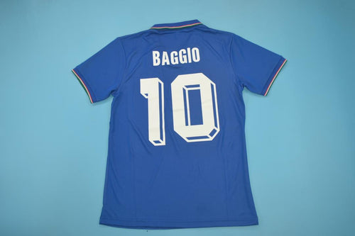 Italy 1990 Home Soccer Jersey Baggio 10