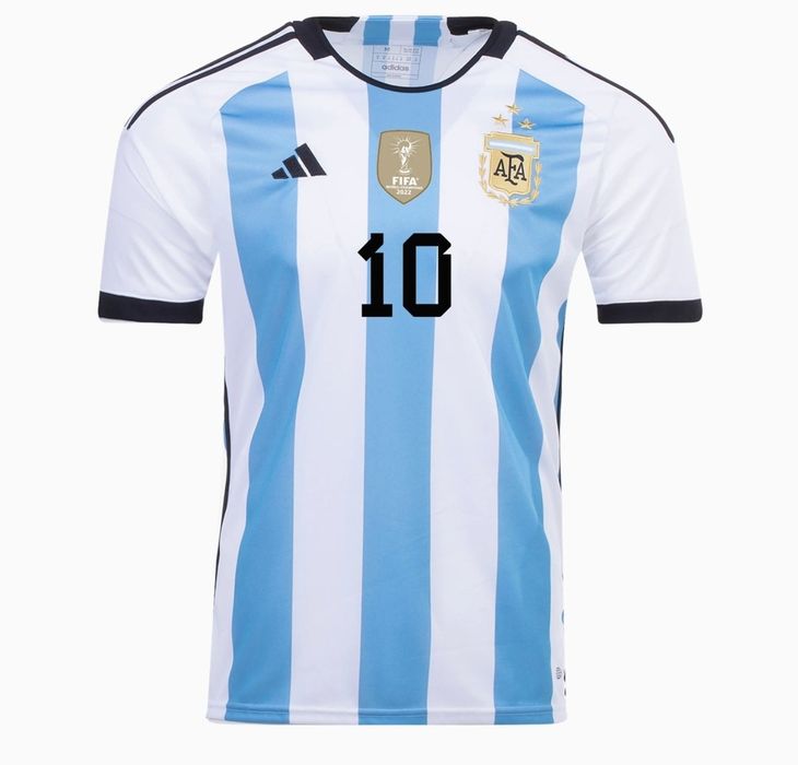 MESSI 3 Star Argentina Home Soccer Jersey Oficial World Champions AEROREADY